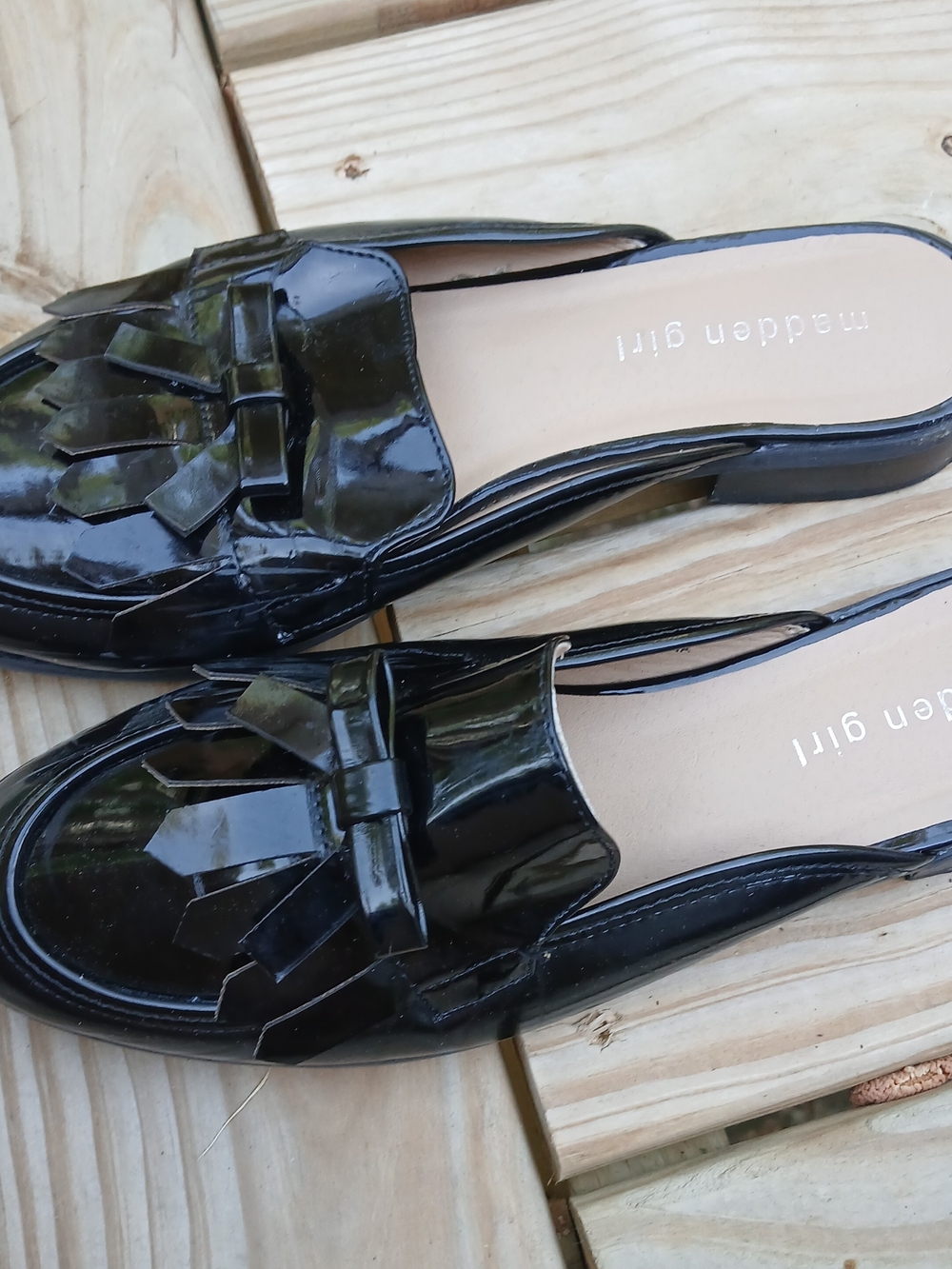 Madden Girl Black Patent Slip-On Loafers - Picture 2 of 3